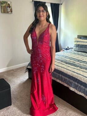 chinese dress ladies Pink Rhinestone Chapel Feather Train Mermaid Prom Dress